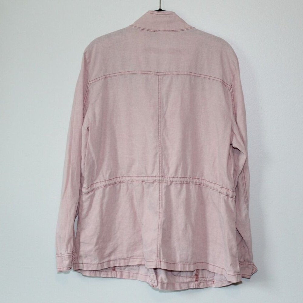 Maurices Eyelet Trim Anorak Utility Jacket Pink Linen Cotton Size XXL H13159 - Picture 6 of 10